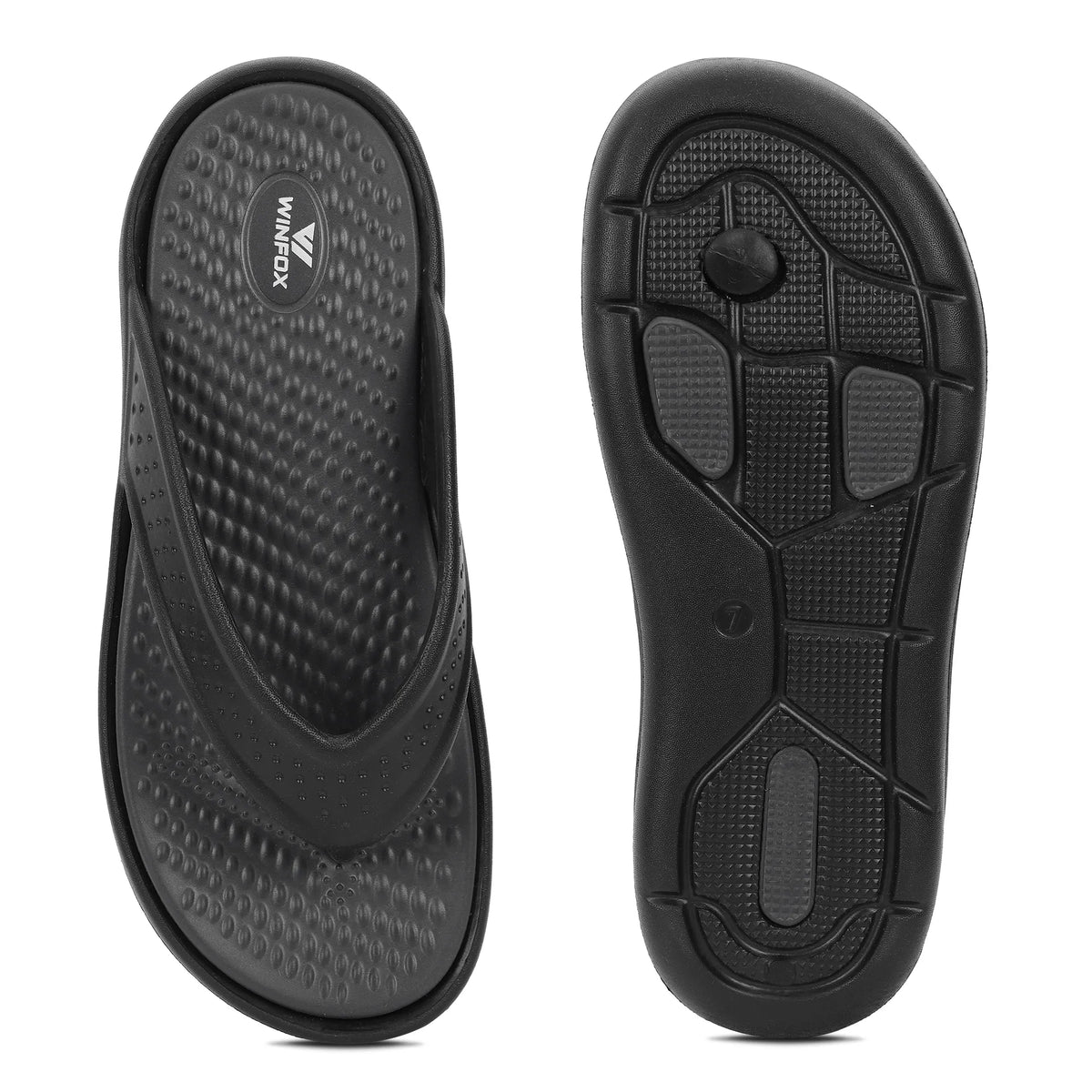 WINFOX Turbo EVA Flip Flops for Men — Dark Grey / Black