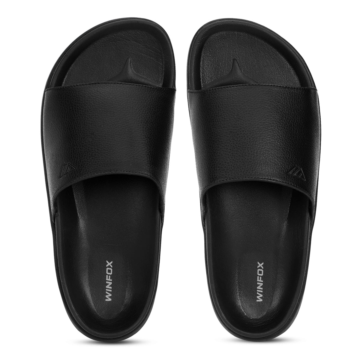 WINFOX Pure PU Slides for Men — Black