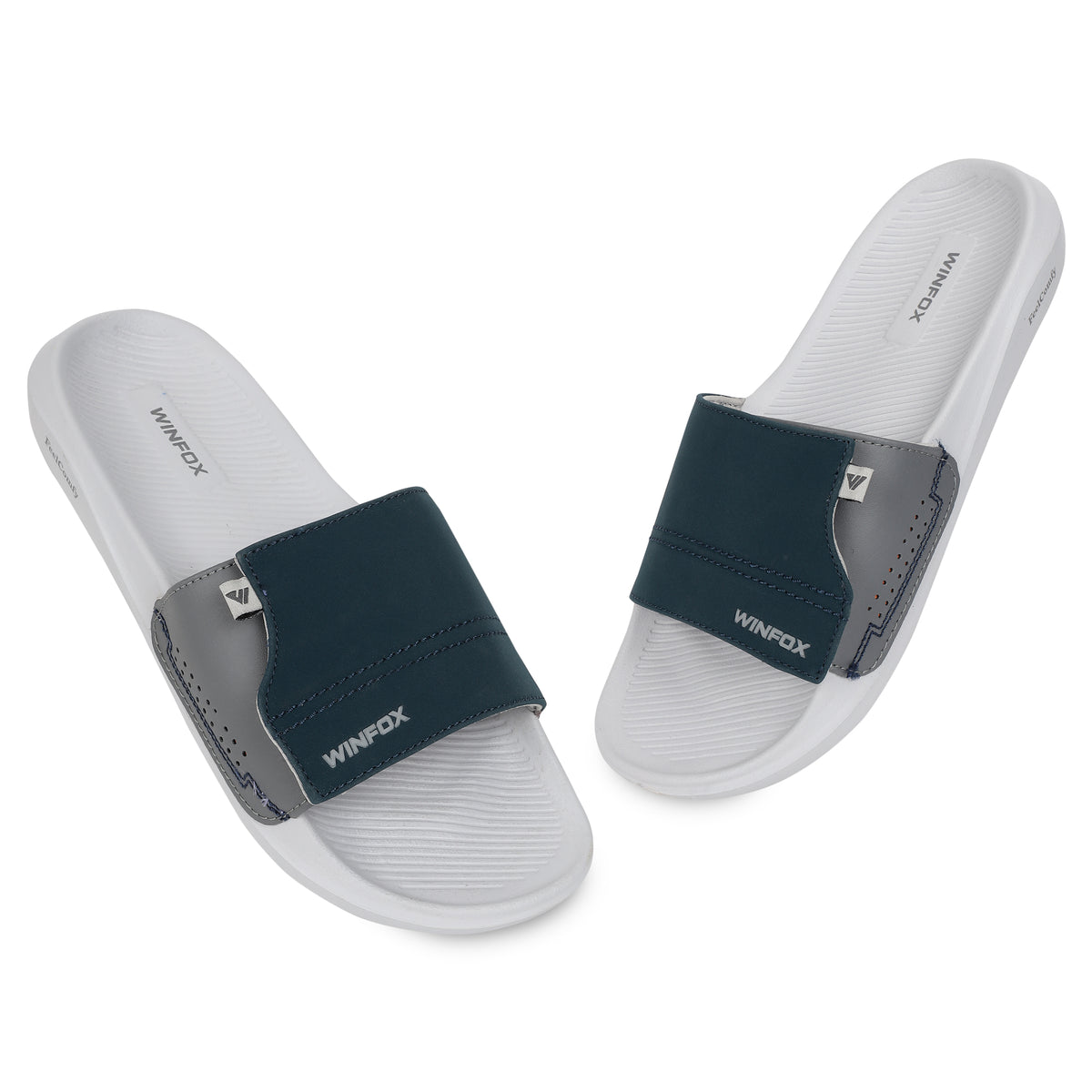 WINFOX Zara Adjustable Slides for Men — Navy / Grey
