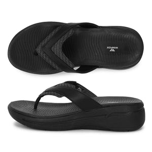 WINFOX Zorjia Padded Thong Sandals for Women — Black