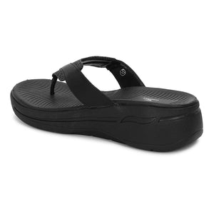 WINFOX Zorjia Padded Thong Sandals for Women — Black