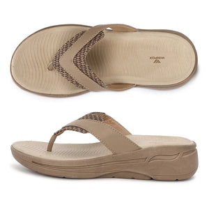 WINFOX Zorjia Padded Thong Sandals for Women — Beige