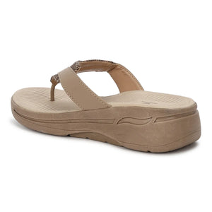 WINFOX Zorjia Padded Thong Sandals for Women — Beige
