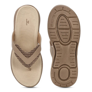 WINFOX Zorjia Padded Thong Sandals for Women — Beige