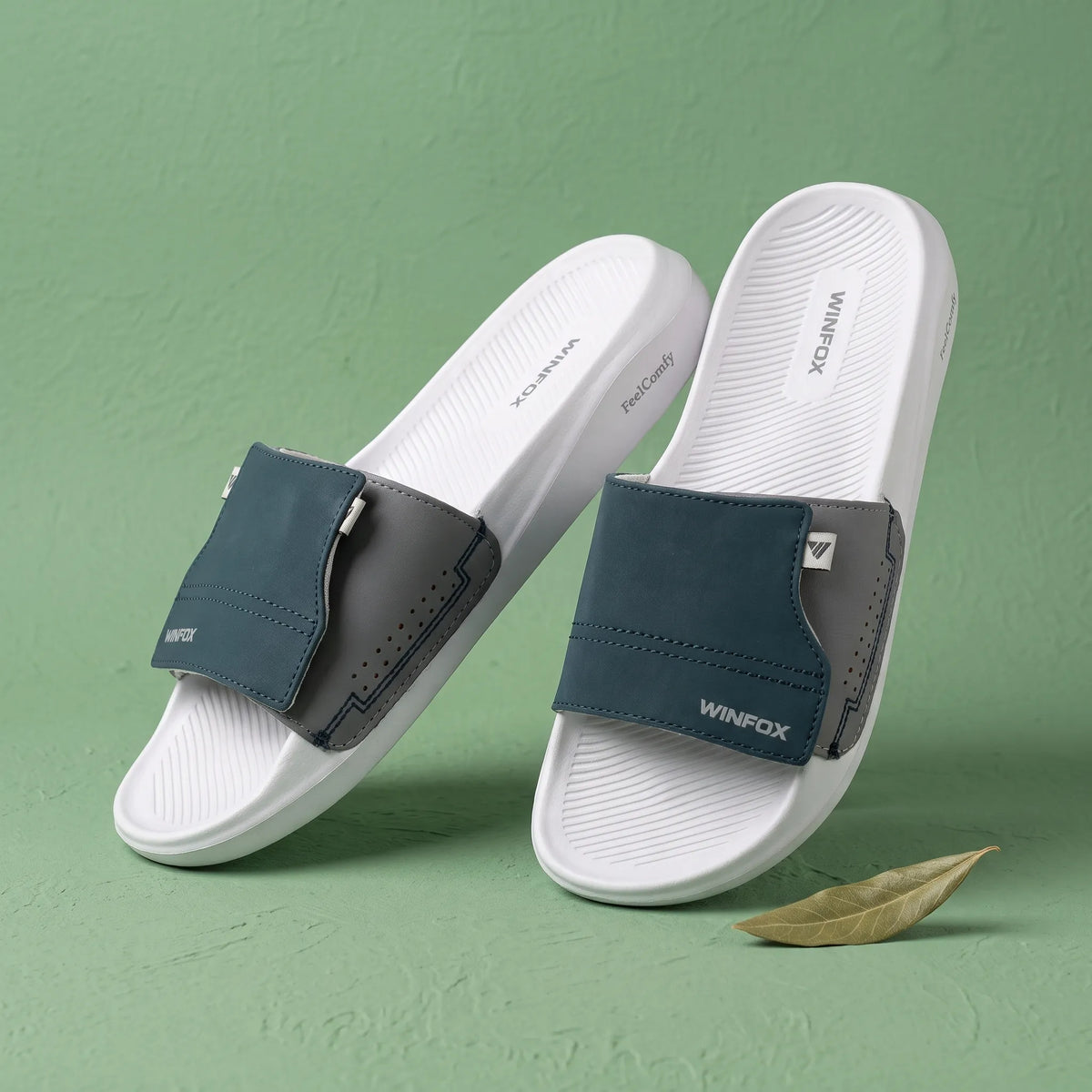 WINFOX Zara Adjustable Slides for Men — Navy / Grey