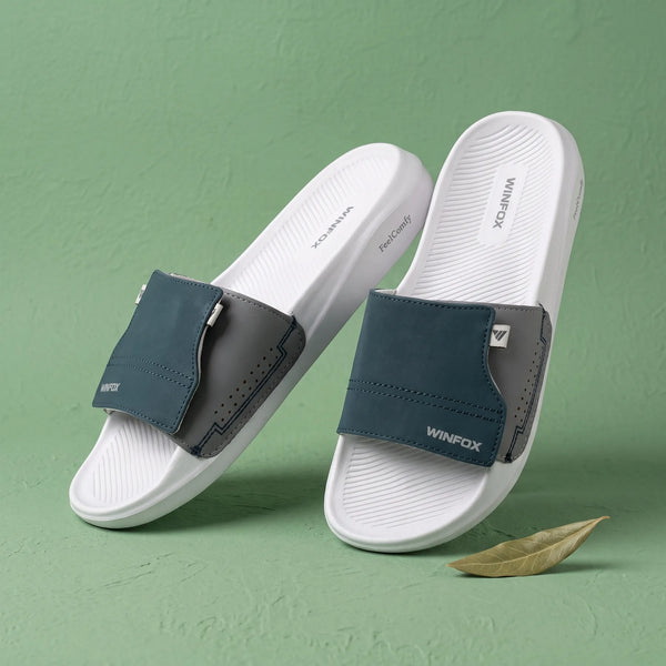 WINFOX Zara Adjustable Slides for Men — Navy / Grey