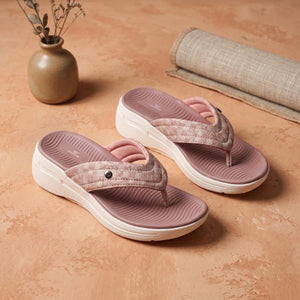 WINFOX Ginger Woven Thong Sandals for Women — peach